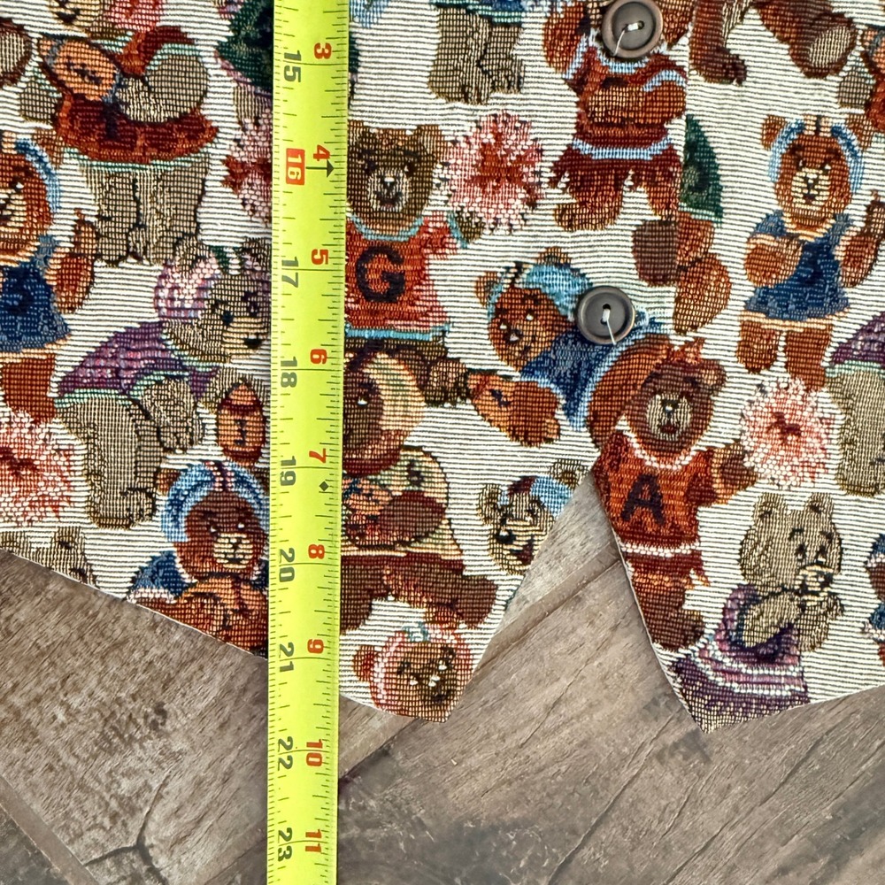 Paul Harris Design Vintage Women's Teddy Bear Sports Tapestry Vest, Cream, M - Picture 11 of 11